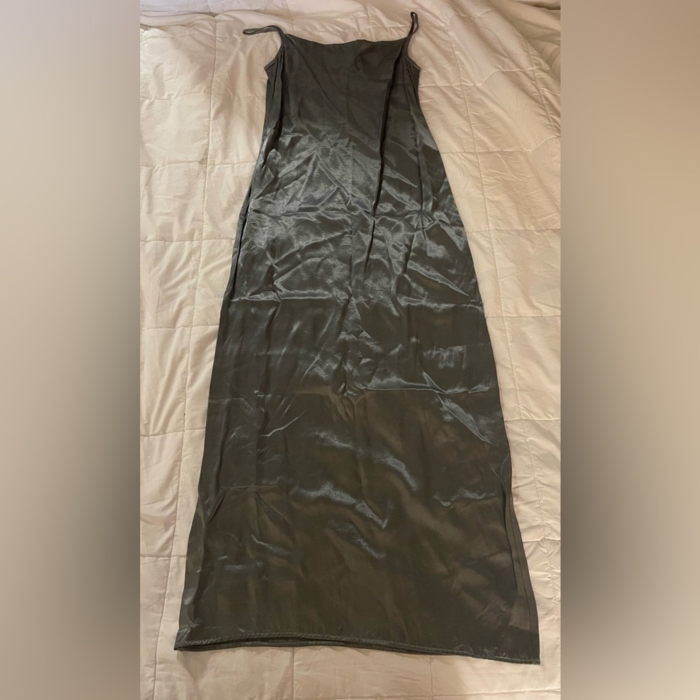Vintage Shimmering Gray Satin Dress Size XS